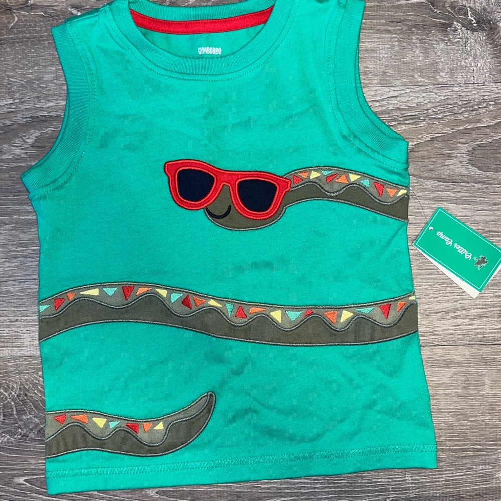 Gymboree Green and Red Tank Top with Alligator Design